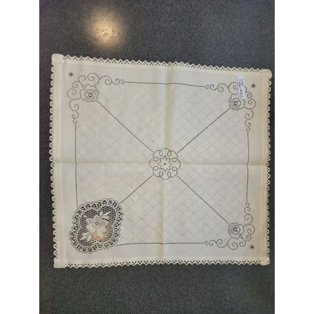 Vintage Peggy Wilkins Lace Placemats Set of 3 Ivory Embroidered Linens